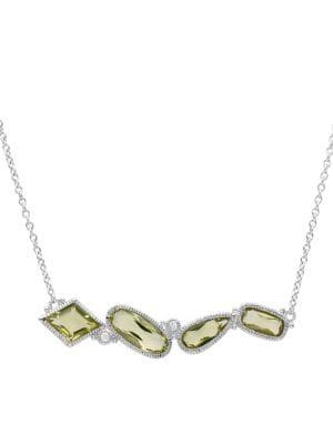 Ripka Rio Multi-shaped 925 Sterling Silver, Lemon Quartz & White Topaz Bar Necklace