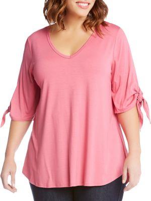 Karen Kane Plus V-neck Tied-sleeve Top