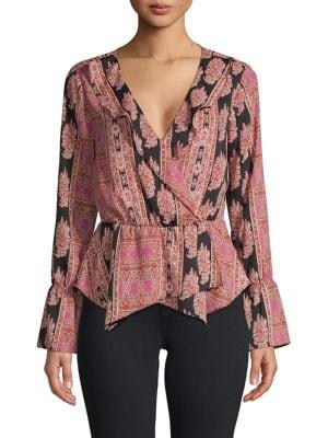 Bcbgmaxazria Print Surplice Top