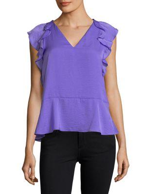 Michael Michael Kors Petite Crinkle Flounce Top
