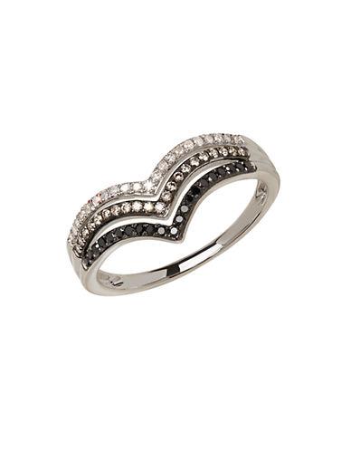 Lord & Taylor Sterling Silver And White Diamond Ring