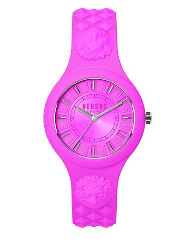 Versus Versace Fire Island Silvertone Pink Silicone Strap Watch