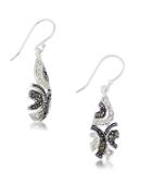 Lord & Taylor Marcasite, Crystal And Sterling Silver Drop Earrings
