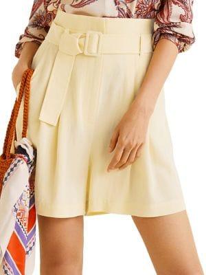 Mango Belted High-waist Flutter Shorts