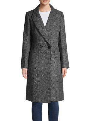 Caara Tristian Double-breasted Herringbone Coat