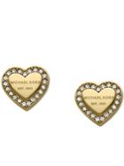 Michael Kors Heritage Hearts Pave Logo Stud Earrings/goldtone