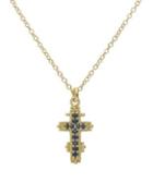 Ripka Juliette Blue Sapphire And 14k Yellow Gold Cross Pendant Necklace