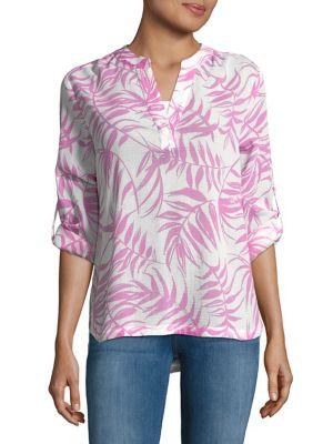 Tommy Bahama Tropical Leaf Print Cotton Blouse
