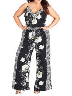 City Chic Plus Jewel Trim Jumpsuit