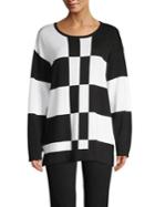 Karl Lagerfeld Paris Checkered Cotton-blend Sweater