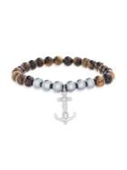 Lord & Taylor Stainless Steel & Tiger's-eye Charm Bracelet