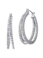 Givenchy Silvertone & Crystal Split Click Hoop Earrings