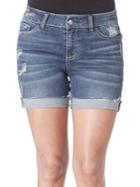 Kensie Jeans Distressed Rolled Bermuda Shorts