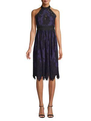 Laundry By Shelli Segal Lace Mockneck A-line Dress