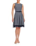 Tommy Hilfiger Belted Houndstooth Sleeveless Fit-and-flare Dress