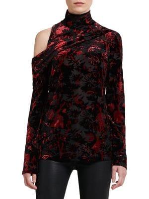Donna Karan Burnout Velvet Turtleneck Top