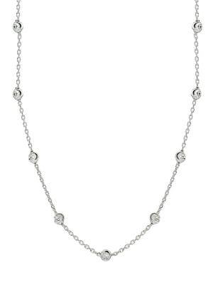 Lord & Taylor Sterling Silver Beaded Station Necklace