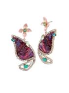 Betsey Johnson Paradise Lost Flower Butterfly Crystal Drop Earrings