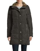 Cole Haan Signature Faux Fur-trimmed Quilted Coat