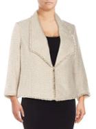 Nipon Boutique Plus Three-quarter-sleeve Tweed Blazer Jacket