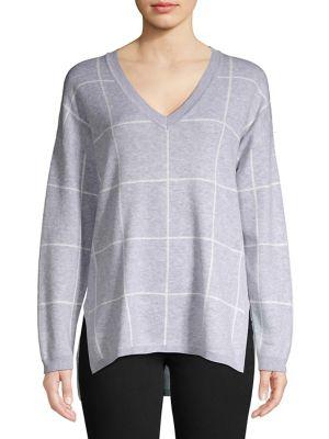 Jones New York Windowpane Drop Shoulder Sweater