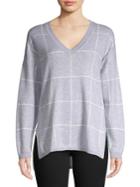 Jones New York Windowpane Drop Shoulder Sweater