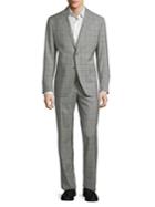 Black Brown Two-piece Windowpane Wool Suit
