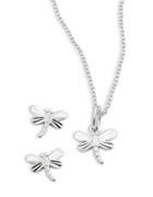 Lord & Taylor Sterling Silver Dragon Flies Earring And Necklace Set
