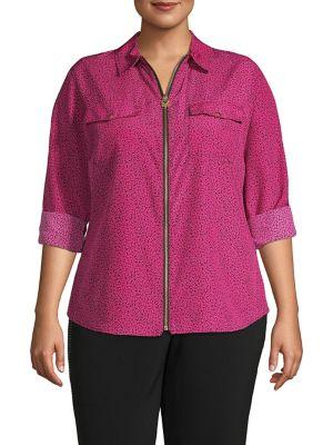 Michael Michael Kors Plus Printed Zip Top