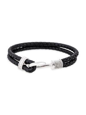 Lord & Taylor Stainless Steel & Leather Double-layer Braided Bracelet