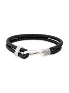 Lord & Taylor Stainless Steel & Leather Double-layer Braided Bracelet