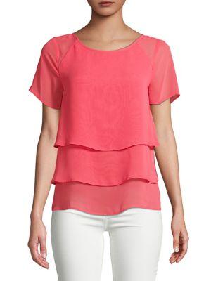 Calvin Klein Tiered Short Sleeve Blouse
