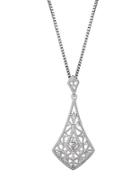 Lord & Taylor Diamond And Sterling Silver Pendant Necklace
