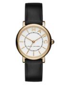 Marc Jacobs Classic Goldtone Stainless Steel And Leather Three-hand Strap Watch