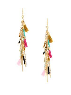 Bcbgeneration Angeleno Crystal Colorful Tassel Fringe Earrings