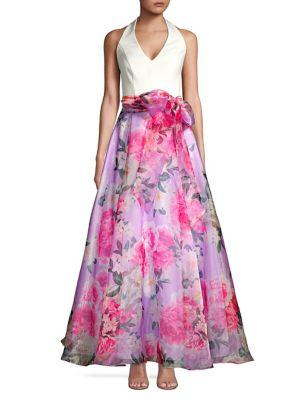 Eliza J Floral Self-tie Gown