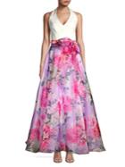 Eliza J Floral Self-tie Gown