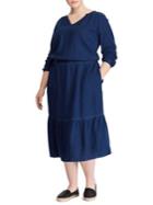 Lauren Ralph Lauren Plus Quarter-sleeve Tiered Dress