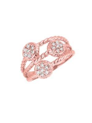 Morris & David 14k Rose Gold & Diamond Circle Swirl Ring
