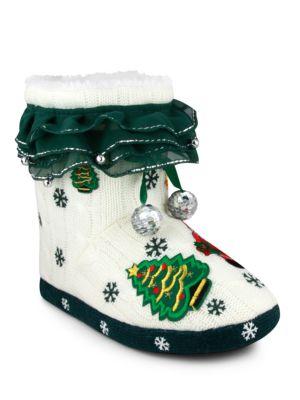Ugly Christmas Slippers Plaid Collar Slip-on Ankle Boots