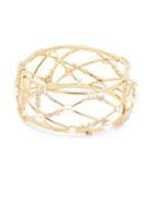 Carolee Starstruck 10mm White Freshwater Pearl And Crystal Caged Cuff Bracelet