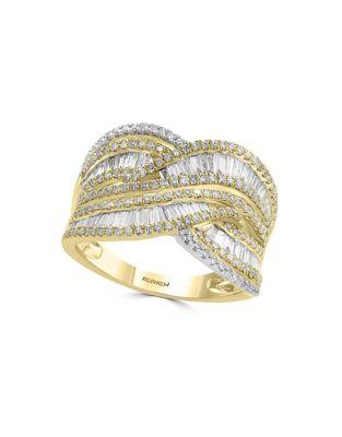 Effy Duo Diamond, 14k White Gold And 14k Yellow Gold Band Ring