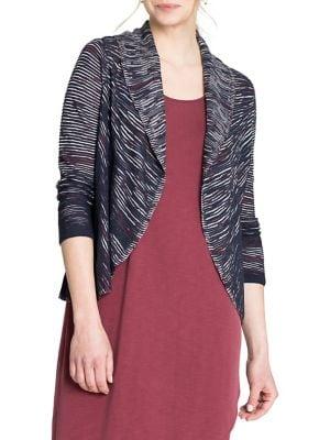 Nic+zoe Stripe-stitch Shawl Peplum Cardigan