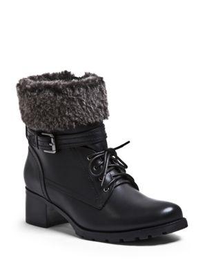 Blondo Wool-trimmed Leather Ankle Boots