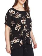 1.state Plus Floral-print Short-sleeve Top