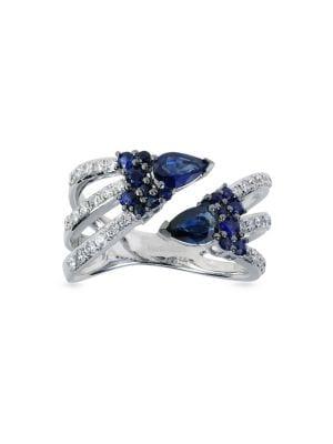 Marco Moore 14k White Gold, 0.47tcw Diamond & Blue Sapphire Ring