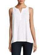 Lord & Taylor Petite Split-neck Solid Top