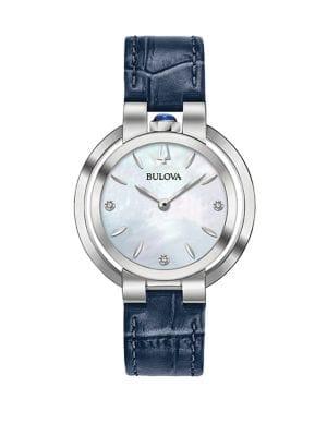 Bulova Rubaiyat Stainless Steel And Leather-strap Watch