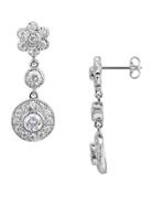 Lord & Taylor Sterling Silver And Cubic Zirconia Drop Pendant Earrings