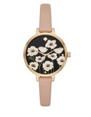 Kate Spade New York Metro Floral Leather-strap Watch